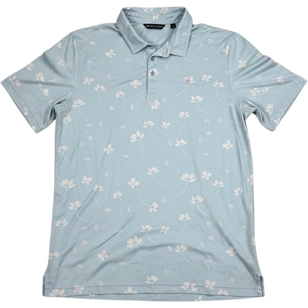 TravisMathew Mens XL Blue Floral Print Short Sleeve Golf Polo Shirt